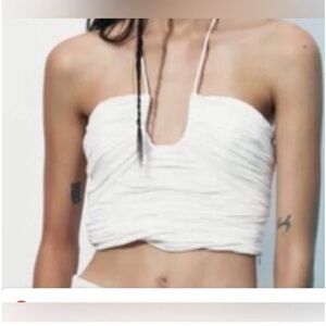 Zara white draped halter top